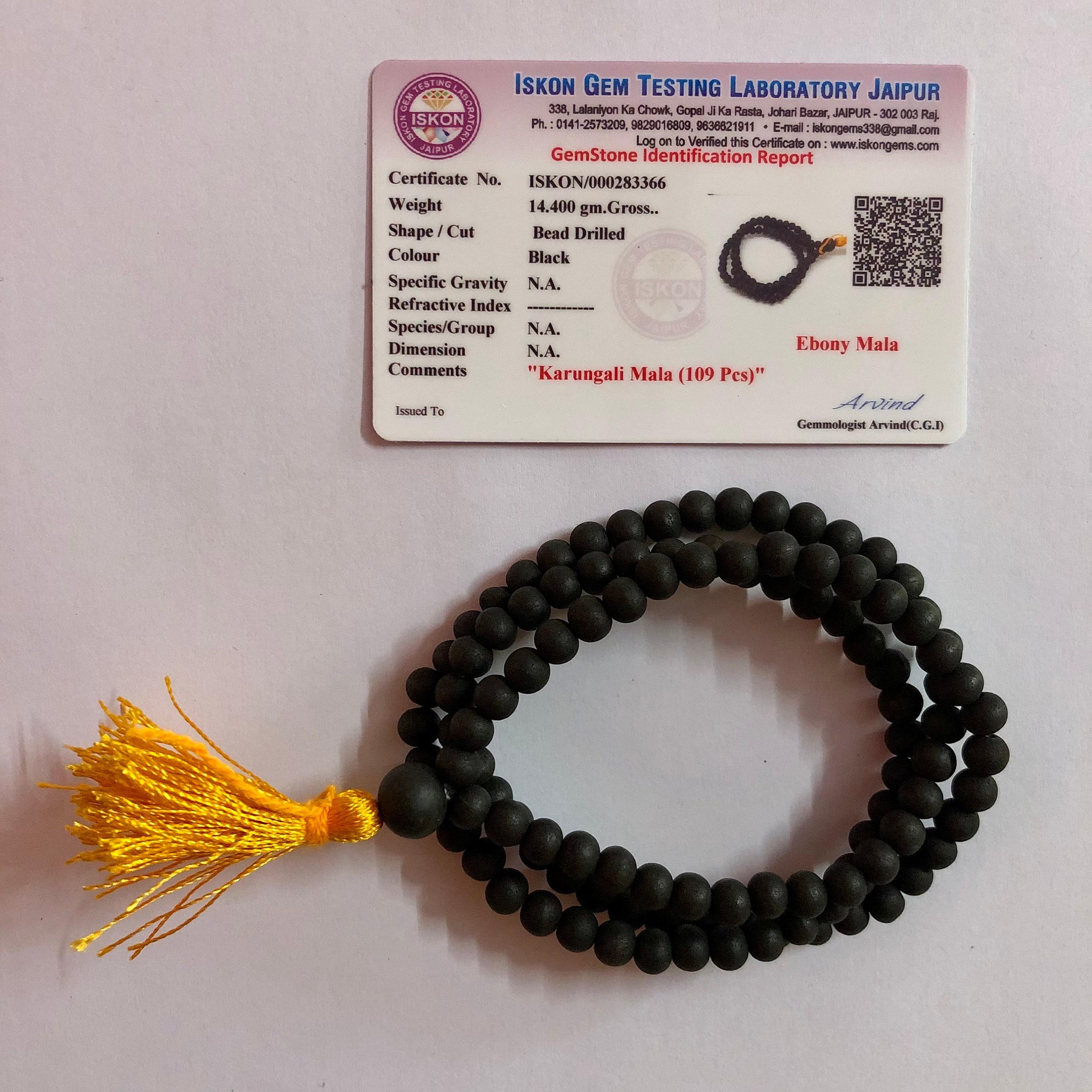 Lab Certified Original Ebony Wood 108+1 Beads 6 mm, Natural Karungali Malai Mala ROSARY, Indian Origin, Rosary Jaap Mala Yoga Prayer One Size