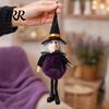 Seasonal Holiday Decoration Halloween Plush Pom Hanging Decoration, Pumpkin/Ghost/Black Cat/Witch Doll Witch Ornament for Tree, Porch, Window