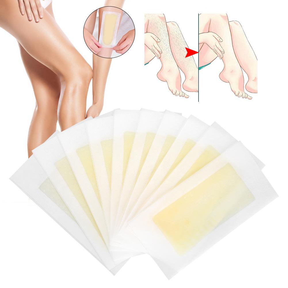 10Pcs Hair Removal Leg Body Face Wax Papers Depilatory Wax Strips(Blue)
