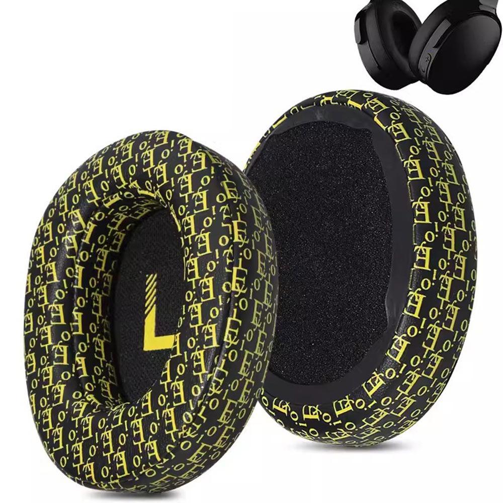 

Подушечки для наушников с печатью букв, чехол для наушников из протеиновой кожи, портативная подушка для ушей, аксессуары для наушников жёлтый