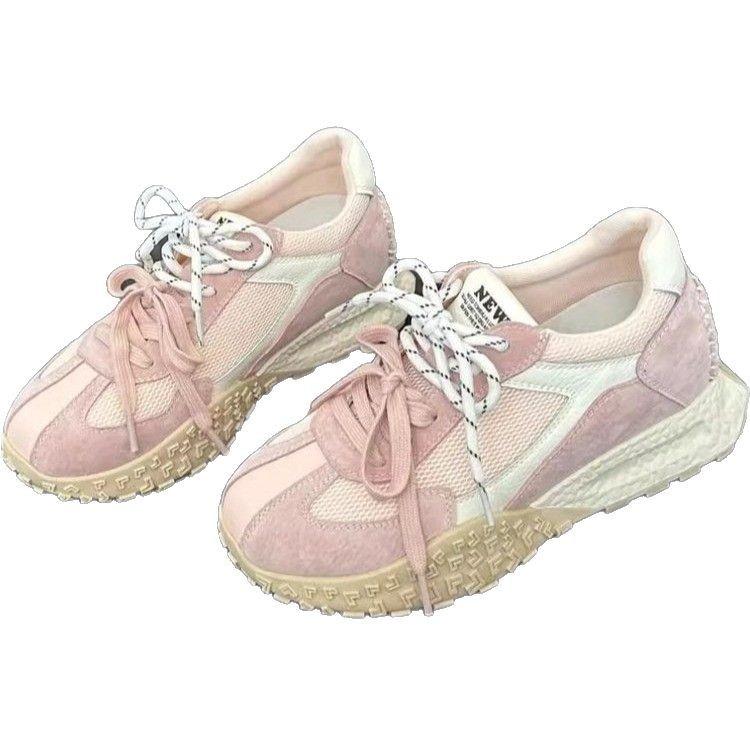 Shoes Korean platform pink Forrest Gump shoes 2025 new versatile breathable casual sports German training dad shoes