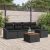 Garden Sofa Set with Storage 6 pcs Black Poly Rattan