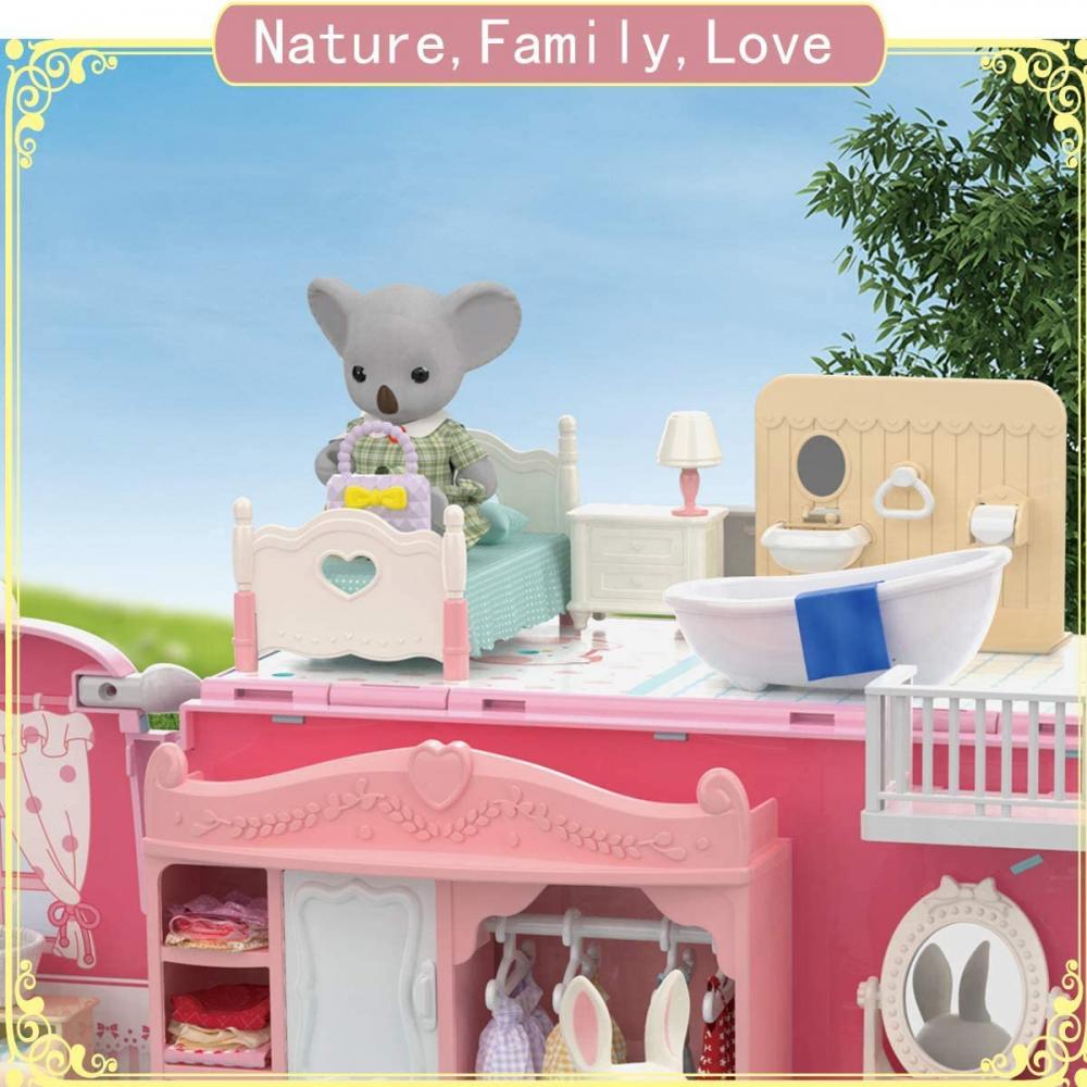Puppenhaus Koala Tagebuch Mädchen Spielhaus Spielzeug DIY Tourbus Schlafzimmer Kommode Esszimmer Küche Badezimmer Laden Rollenspiel Familie Spielzeug Mädchen
