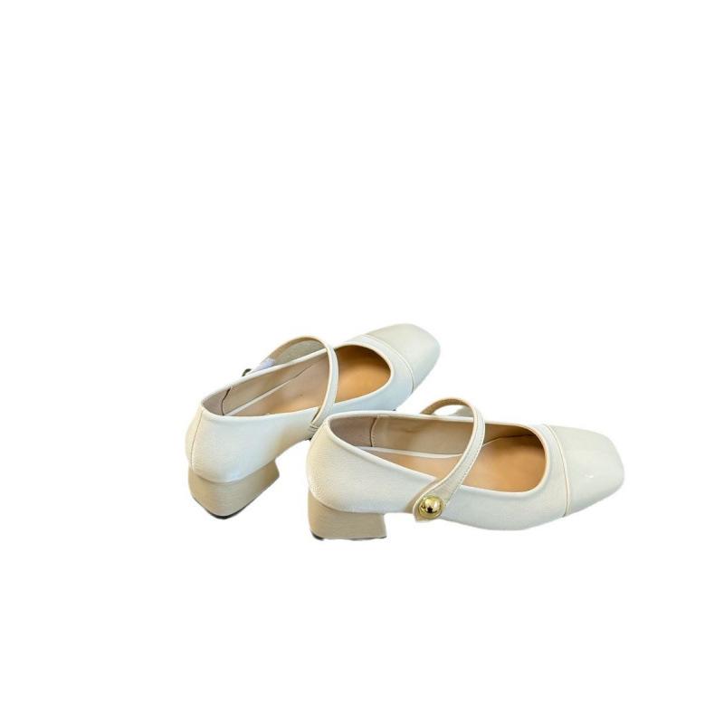 2025 Spring and Autumn New Fashion Versatile Thick Heel Mary Jane Single Shoes Women's Shoes French Medium Heel Evening Square Head