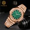 Fashion Luxury Vintage Men Quartz Watches Flower Pattern Carving Wristwatch Stainless Steel Vintage Quartz Watch