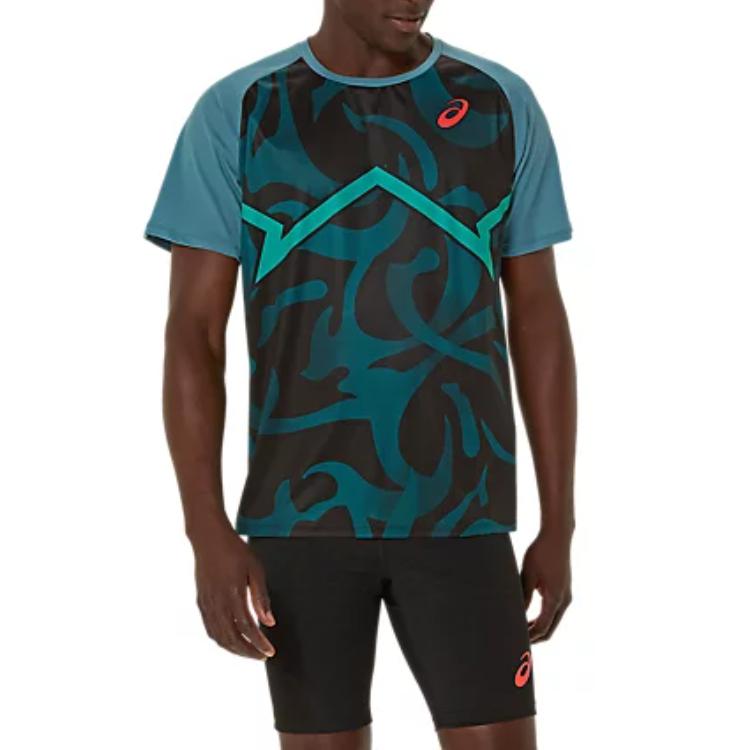 

Asics Soft Comfortable Simple Stylish Short Sleeve T-Shirt Men tops Atlantis-Blue 2091A740-412 M