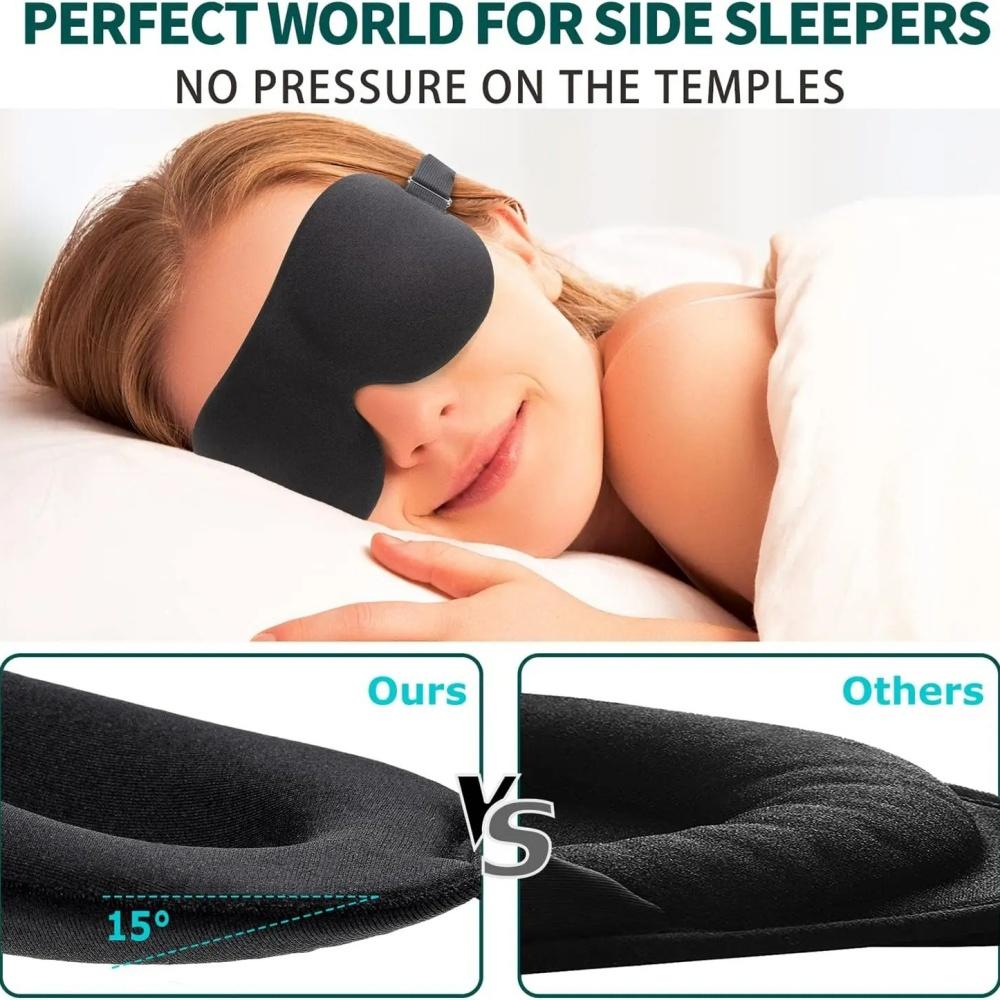 3D Contoured Sleep Mask Light Blocking Skin-Friendly Breathable Eye Mask For Sleep Rest Relax Zero Pressure Travel Nap Eyepatch