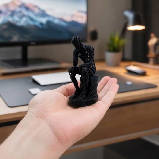 3D Printed Thinker Figurine, Hollow Thinking Man Statue, Abstract Sculpture for Home Office Bookshelf Desktop Decor
