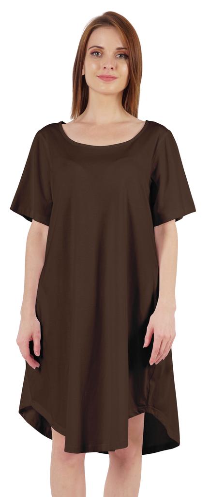 Inkmeso Noční košile pro ženy s krátkým rukávem W Noční košile s kulatým výstřihem Jersey tunika