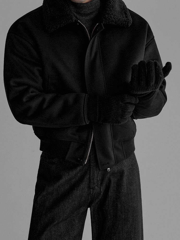 Men's Winter Lambswool Lapel Jacket – Warm, Thick, and Loose Korean Style Cotton Coat