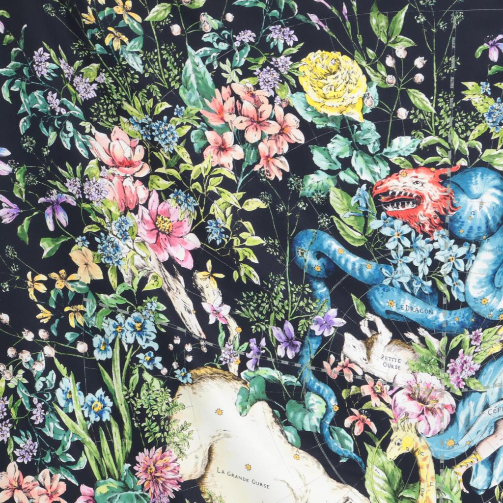 DIOR [Excellent Condition/Domestically Authorized] 22AW XKDOO090I603C581TU D-Constellation Silk Square scarf Black/MulticolorUsed