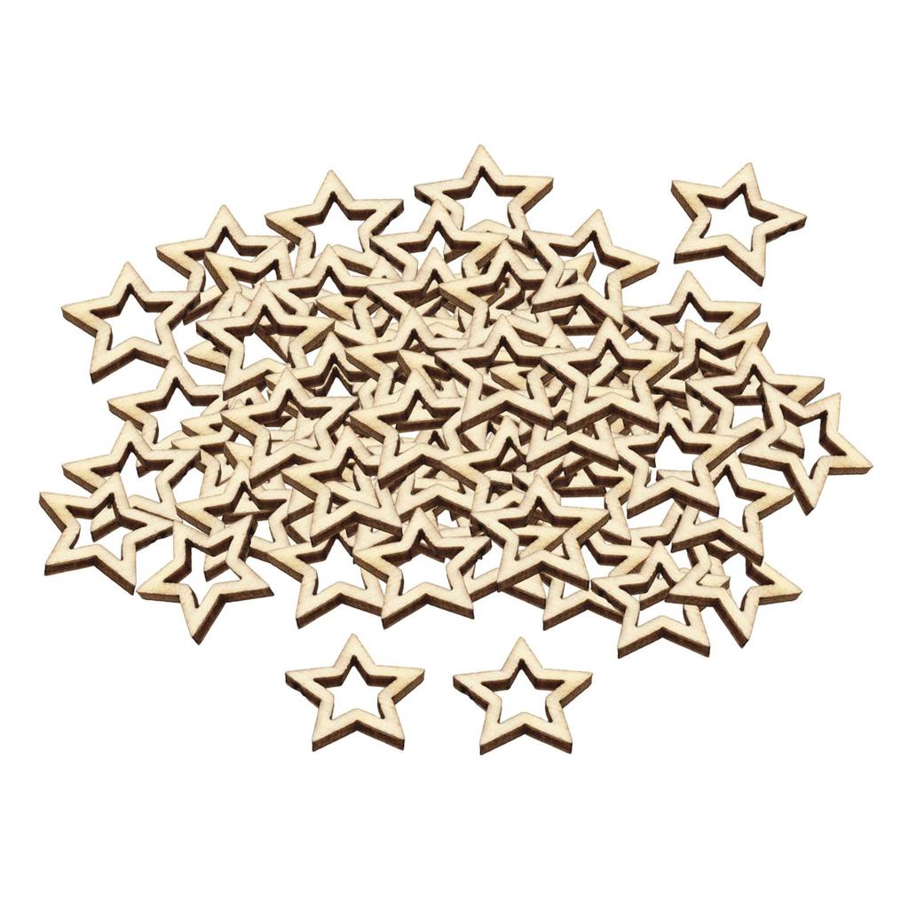 100 Hollow Wood Stars, Versatile Cutouts And Decorations for Year-round Celebrations Christmas