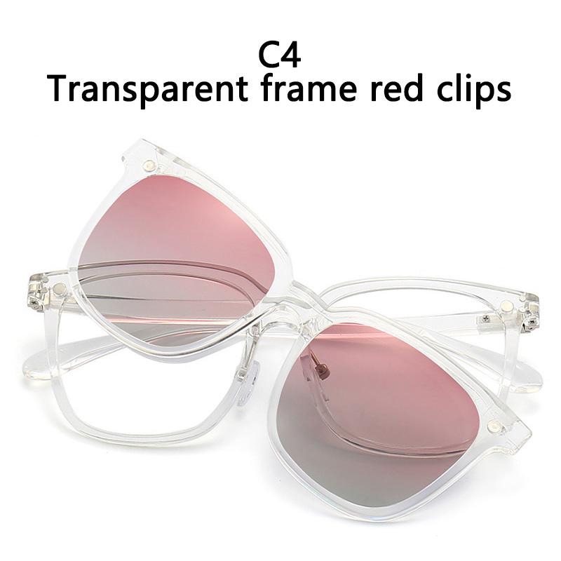 2 In 1 Clip On Glasses Transparent Frame Women Brand Design Clips Sunglasses Men Prescription Eyeglasses