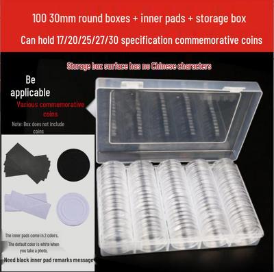 100 Muntcapsules met Inzetstukken voor 30mm Munten - Herdenkingsmunt Bescherming en Opbergdozen
