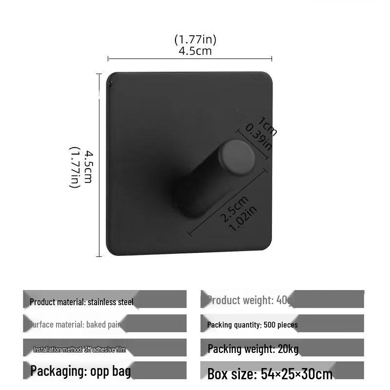 No-Punch Stainless Steel Adhesive Hook for Coats and Hats - Wall-Mounted for Home, Kitchen, and Bathroom Use