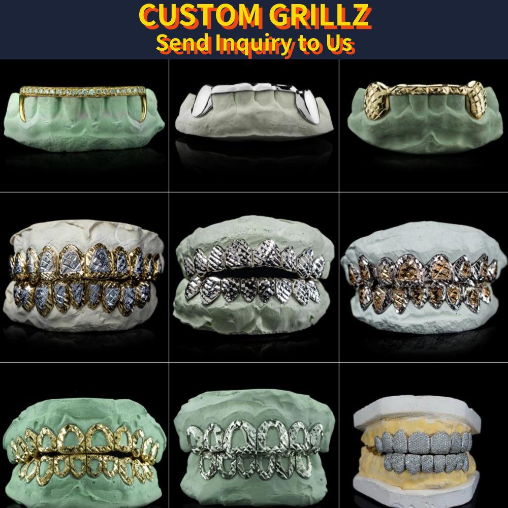 Europe & America Hot-Selling Hip-Hop Honeycomb Grillz with Moissanite Inlay