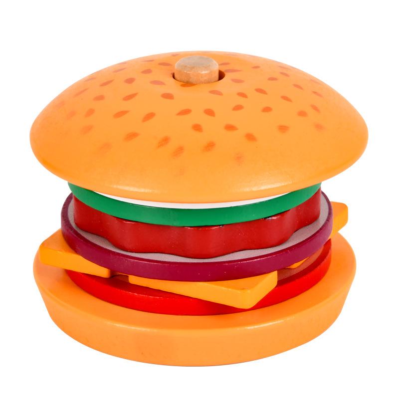 Wooden Hamburger Meal Pretend Play Set for Ages 2-4