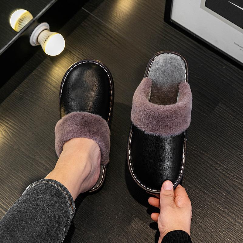 Men's Slippers for Winter with Warm Footbed Non-slip Sole Comfortable Fuzzy Soft Women's Warm Fleece Cozy Slides