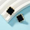 2 PCS Black White Geometric Earrings Stud Set Women Cute Epoxy Earring Post Daily Wear Trendy Jewelry Gift Stainless Steel Stud