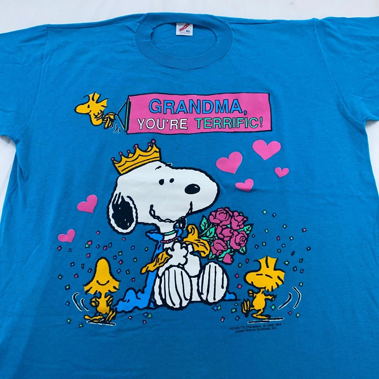 

vintage SNOOPY GRANDMA YOU RE PERFECT HEARTS FLOWERS 90s T-Shirt L/XL peanuts S