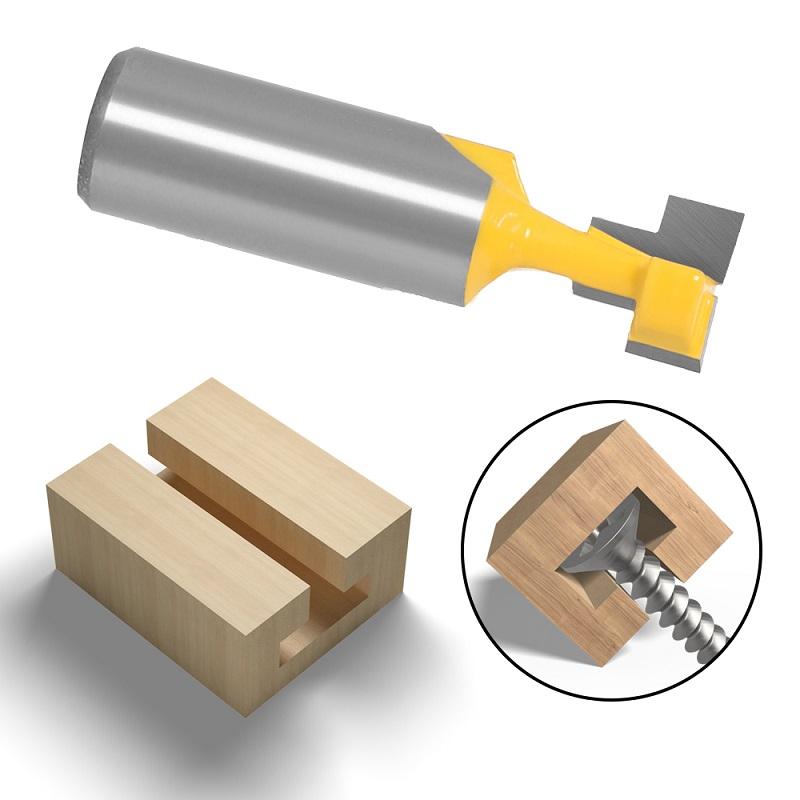 2pc 8mm 12mm 1/2 pollici 6mm 1/4 pollici codolo T-Slot Cutter Router Bit Set punte per fori chiave bullone esagonale T scanalatura fresa per legno strumento di lavorazione del legno