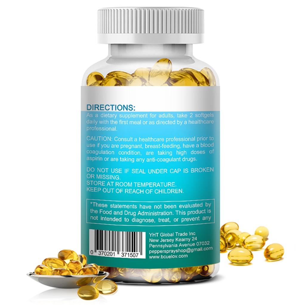 Bcuelov Triple Strength Omega-3 Fish Oil Supplement 3600mg, 2100mg EPA & DHA, with Krill, Astaxanthin & Black Pepper, 120 Caps