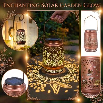 Solar Metal Hollow Hanging Light Balcony Garden Outdoor Decor Lamp