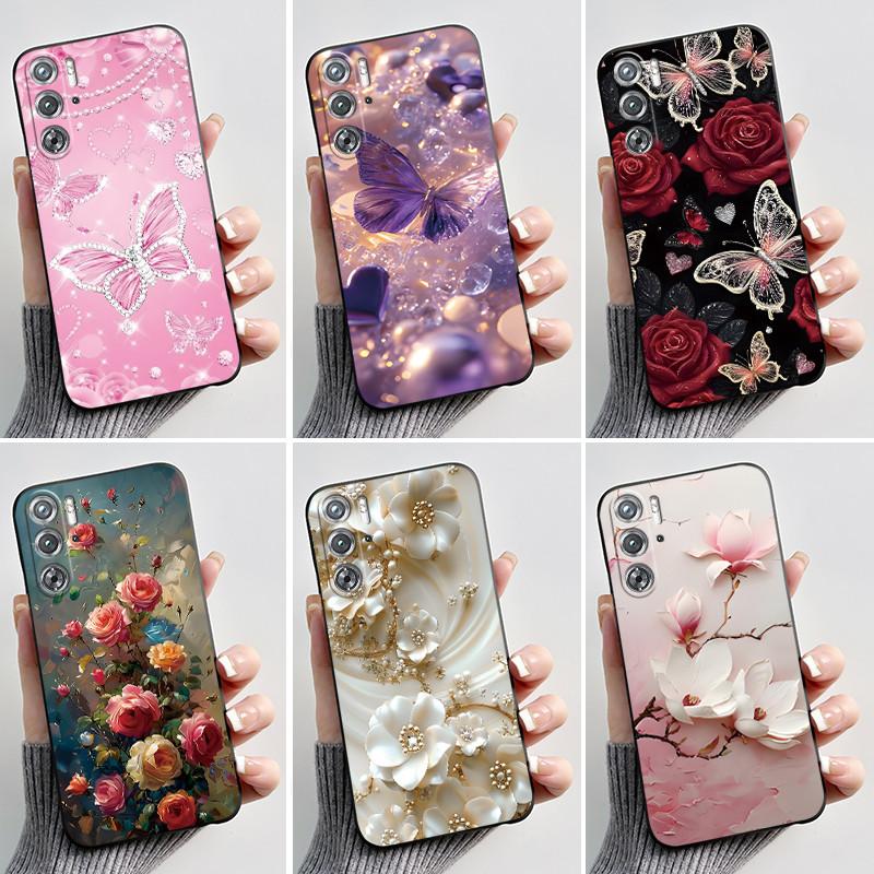 Per ZTE nubia Red Magic 9 Magic9 9S Pro Plus 5G Custodia Moda Farfalle Fiori Sottile Nera Morbida TPU Retro Opaco Copertura Protettiva