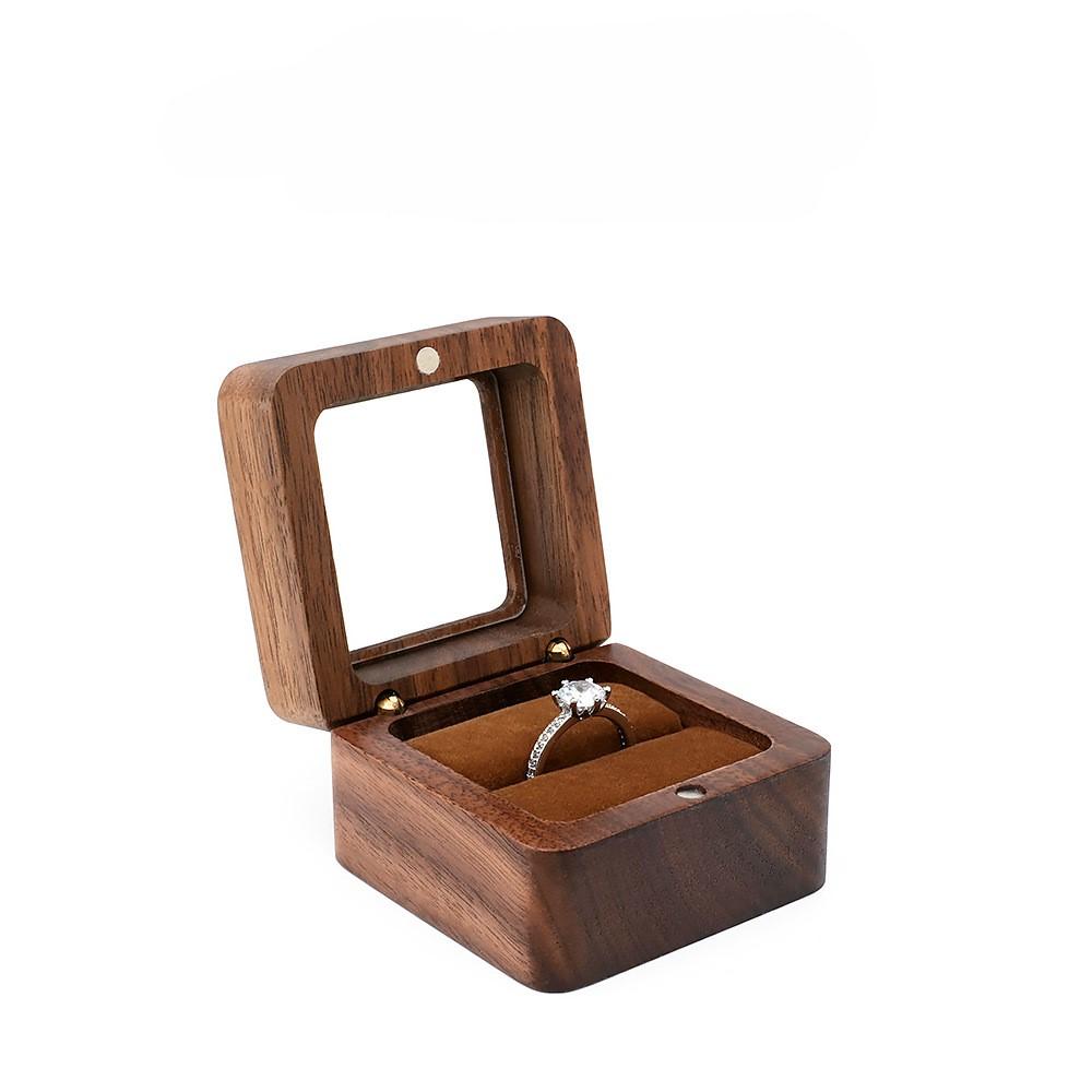 Portable Black Walnut Solid Wood Jewelry Box Necklace Pendant Storage Case Exquisite Ritual Keepsake Box for Jewelry Custom LOGO