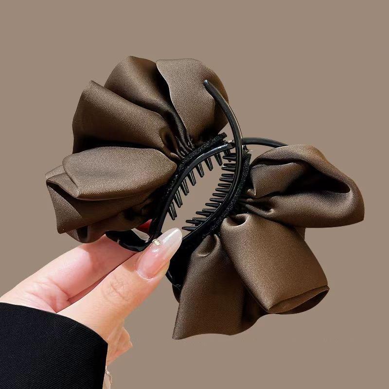 Korean Stain Bow Large Hairpins Elegant Ponytail Clamp Hair Clip Barrettes Hairgrip for Women Hair Accessories Ornament Headwear