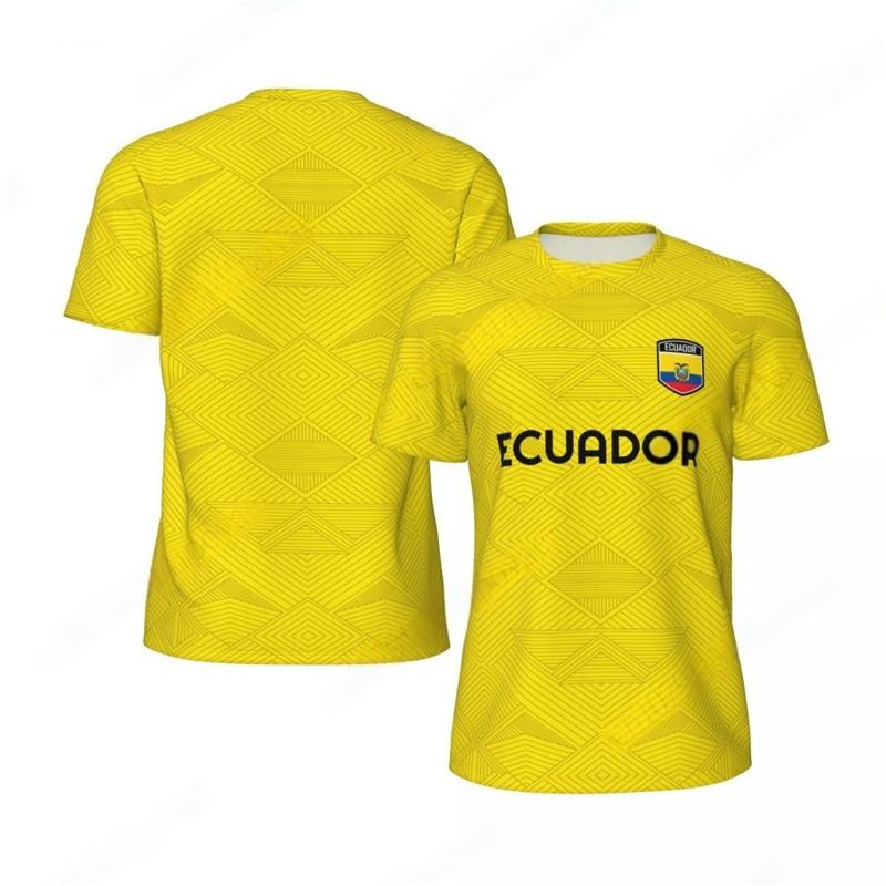 Ecuador Muster Fußball T-Shirt Herren Sommer Locker Fußball Laufen Kurzarm Oberteile T-Shirt Mode Sport Fußballtrikot T-Shirts