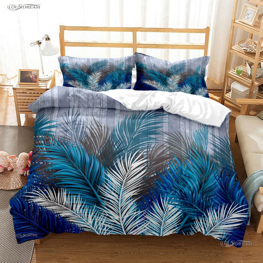 Tropical Leaf Fashon Duve All Season Duvet Cover Comforter Bedding Set Soft Quilt Cover and Pillowcases Single/Double/Queen/King