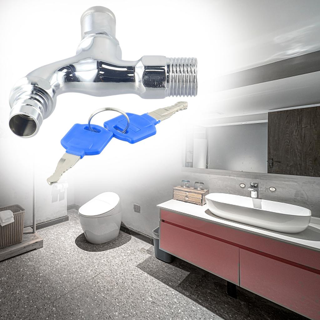 1Pc Anti-Theft 1/2 Inch Thread Alloy Sink Tap With Key Lock Outdoor Faucet Lockable Single Hole Faucet Bibcocks Outdoor Garden