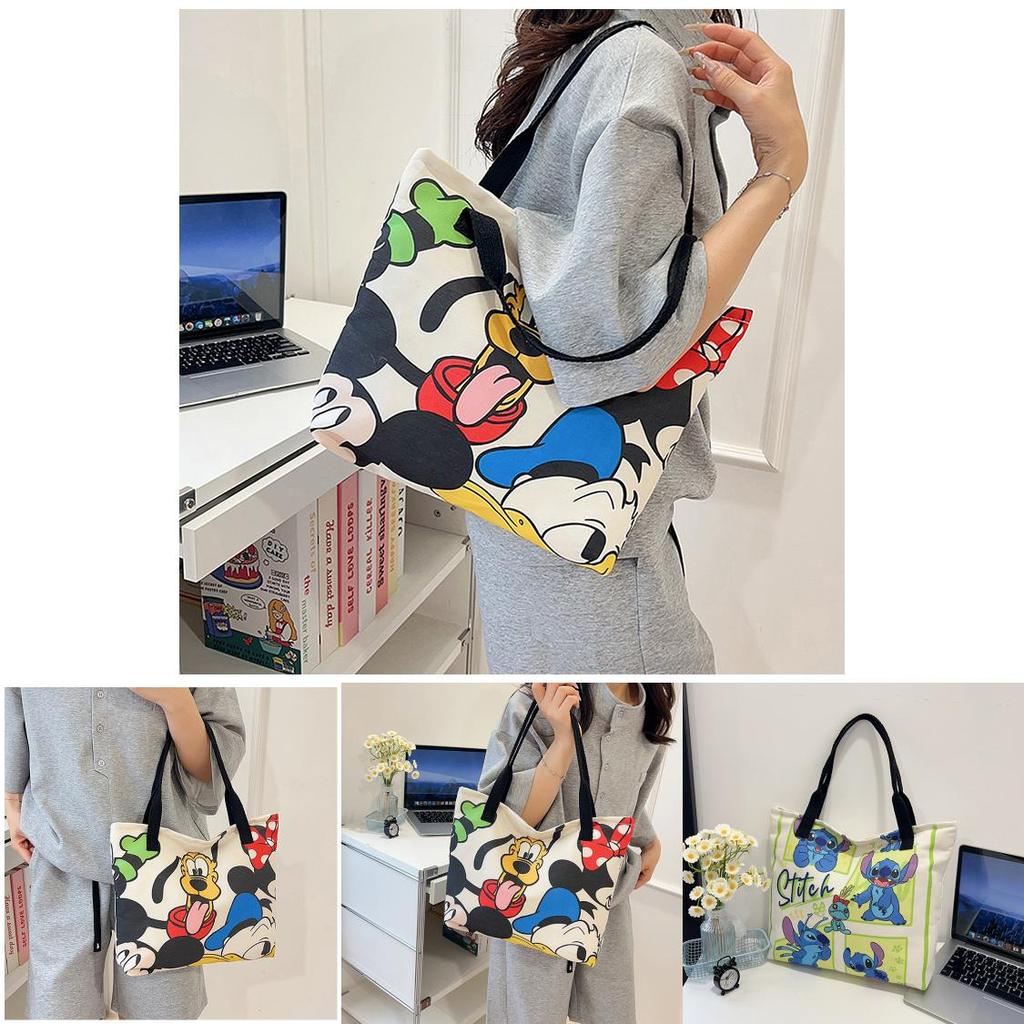 Minnie Cartoon Canvas Tote Bag With Large Capacity For Daily Use