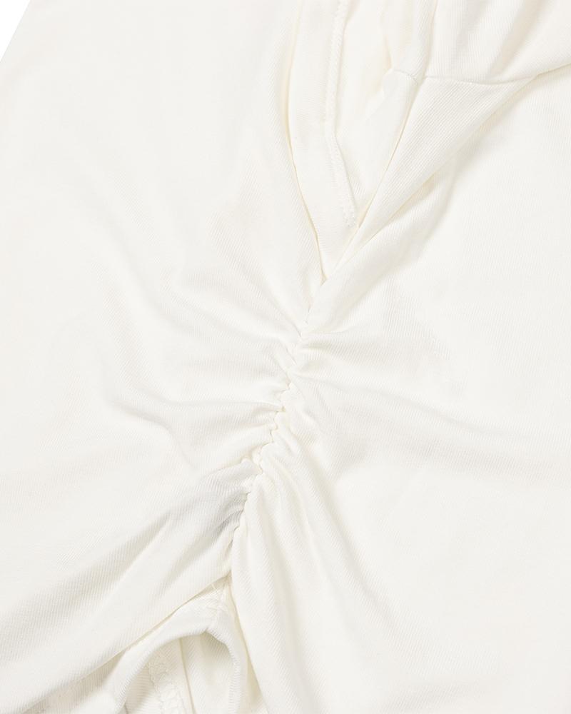 Moa Square Neck Shirred Long Sleeve (Ivory)