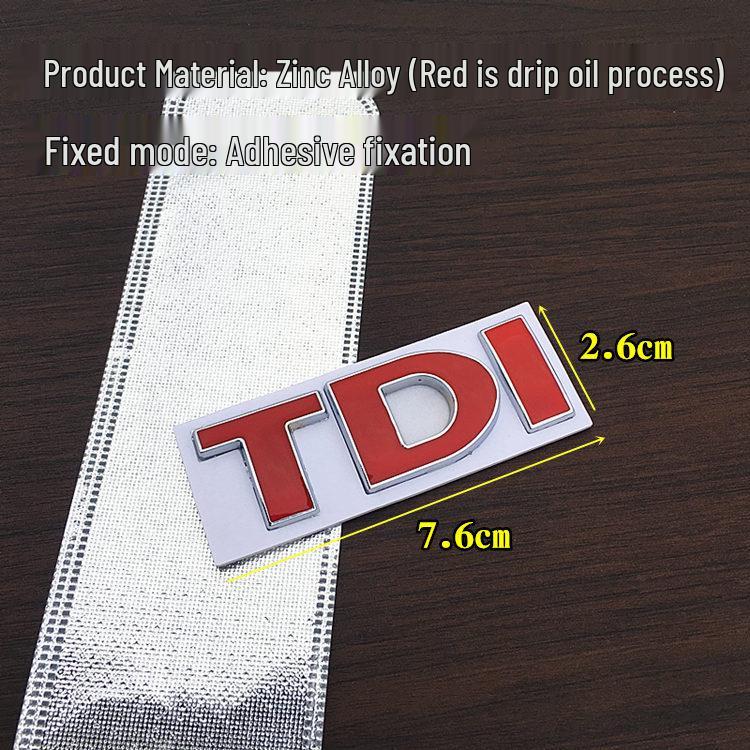 Volkswagen TDI 3D Metalowa Naklejka z Emblematem na Bagażnik - Modyfikacja i Dekoracja Karoserii Samochodu.