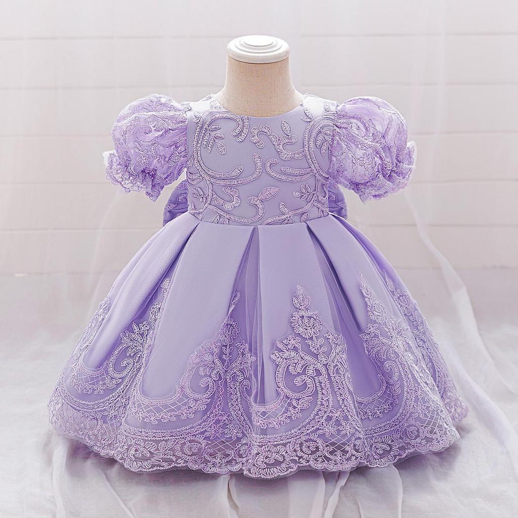 2026 New Girls' Lace Embroidered Princess Ball Gown Wedding Dress for Performances