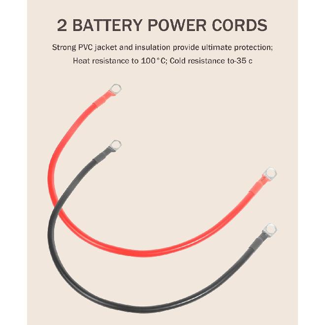 6 AWG Battery Cable,20 Inch Red&Black Battery Cable Battery Wire,Car Accessories Battery Power Inverter Cables Set with 3/8"Lugs Terminals,for Car