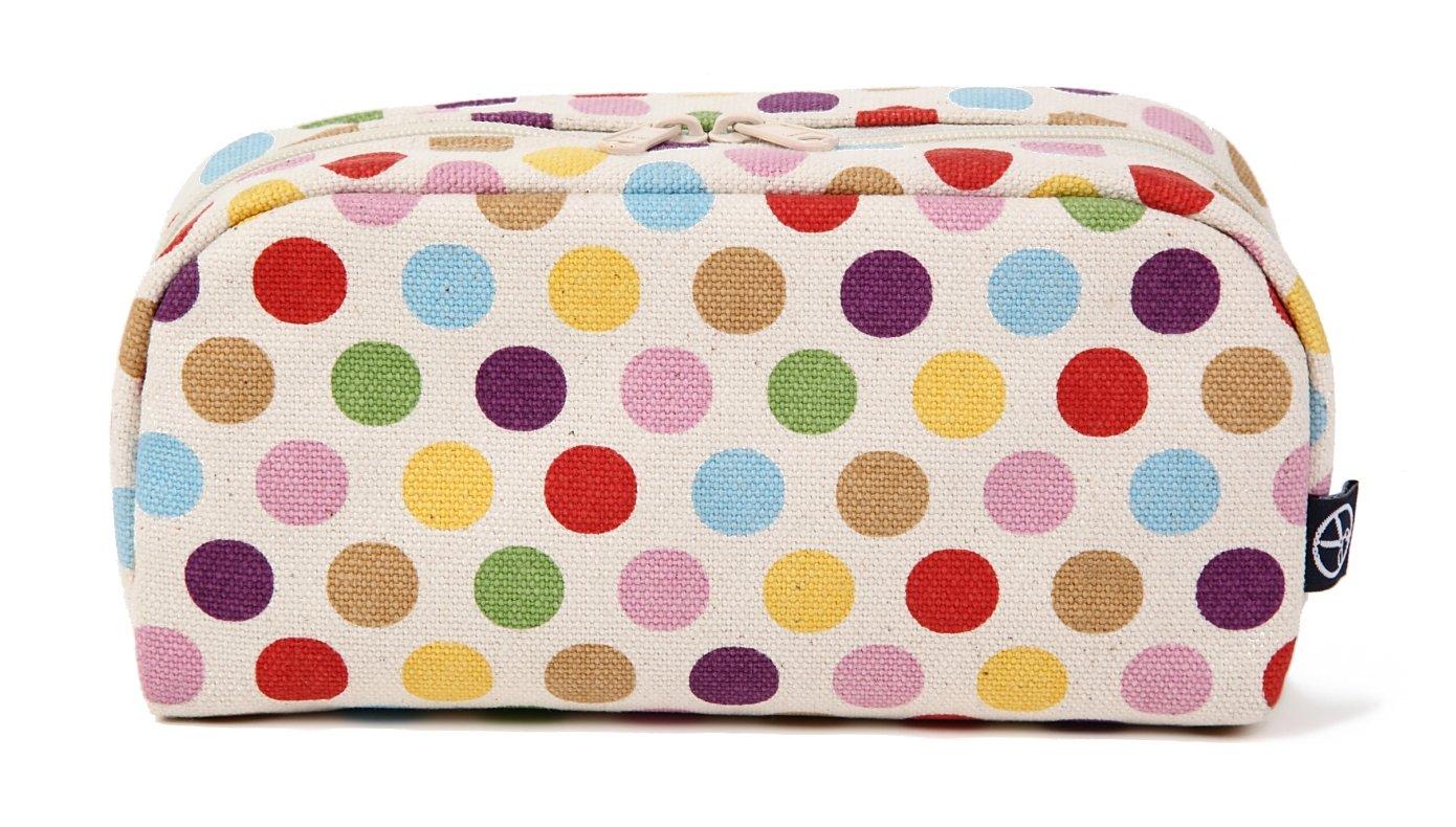 

Maeda Senko Goshiki Series Horizontal x W18 x D6cm Hanpu-do [KYOTO JAPAN] Five-Color Pouch, Five-Color Dot Off-White, Size Approx. H8.5