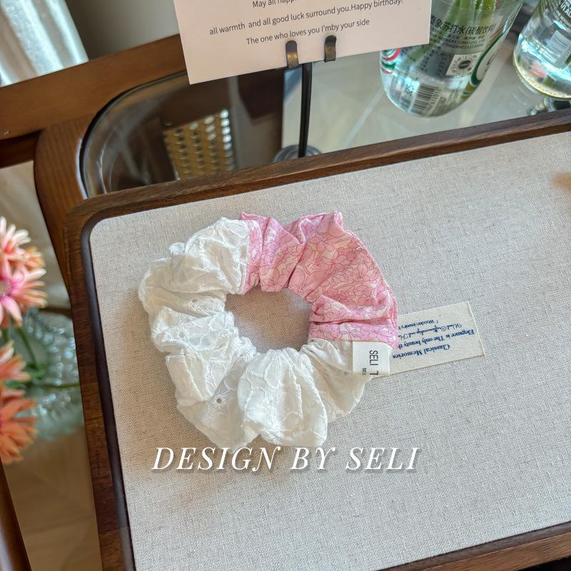 Pink Wave Lace Floral Hair Tie