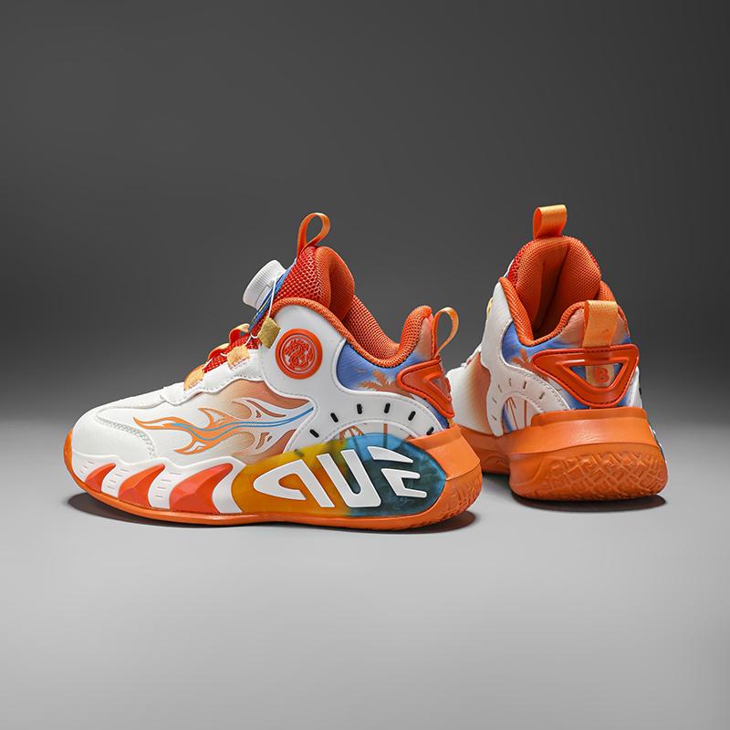 28-40 Children's Large Size Anti Slip Wear-resistant Convenient and Fashionable High Top Basketball Shoes Sports Shoes, White Shoes
