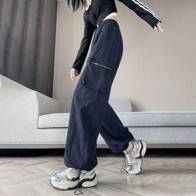 Spring/Summer Trendy Cuffed Hip-Slimming Wide-Leg Pants - Versatile Casual Utility Pants for Women