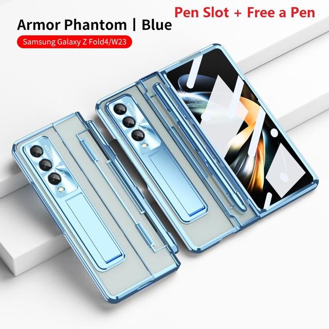 Θήκη στυλό Armor για Samsung Galaxy Z Fold 4 Fold 3 5g Θήκη Γυάλινη οθόνη με διαφανές κάλυμμα προστασίας μεντεσέδων βάσης