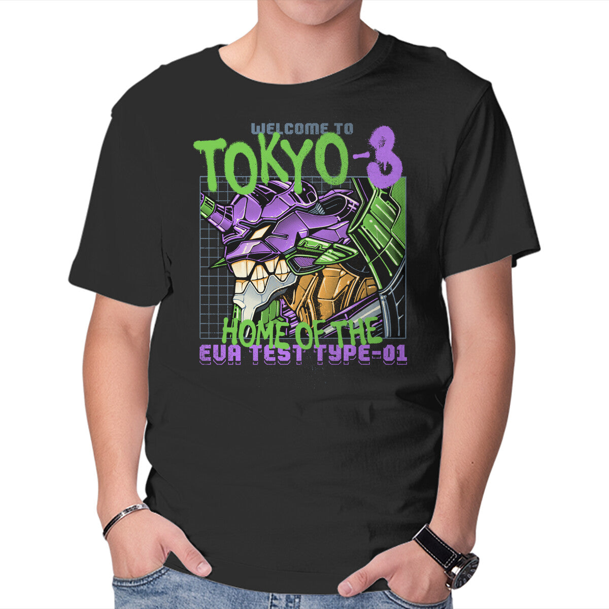 Unisex Crew Neck T-Shirt Welcome To Tokyo Graphic Short Sleeve Casual Tee M