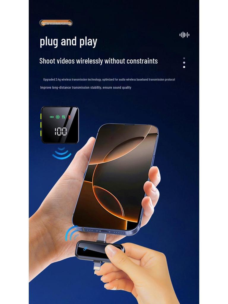 Wireless Lapel Microphone with Dual Charging Case for Streaming and Live Broadcasts - Noise Reduction, Large Capacity, Portable Design