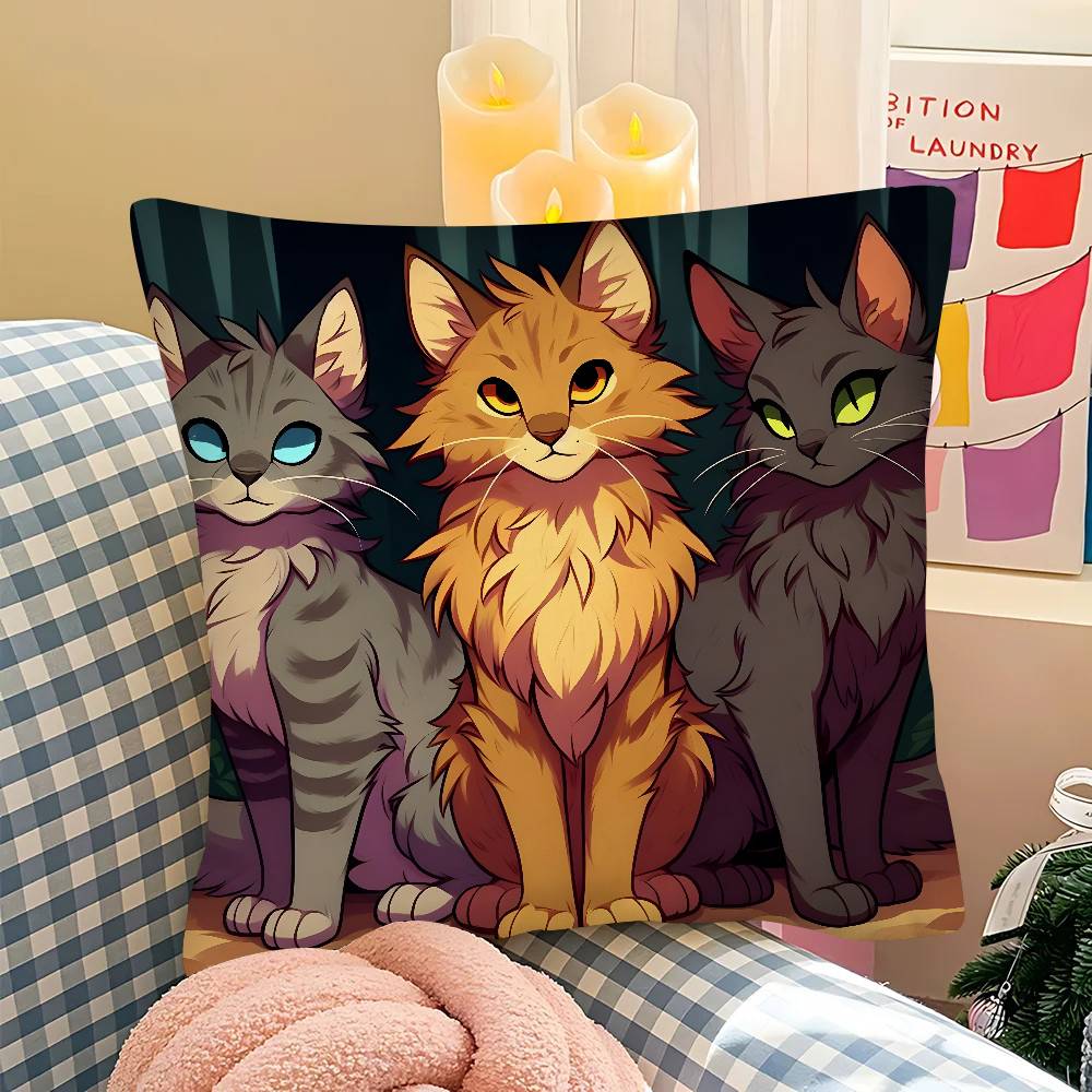 Stück Cartoon Niedliche Kriegerkatzen Buchkissenbezug Mode Quadratischer Kissenbezug Schlafzimmer Sofa Raum Ins Dekoration Freizeit