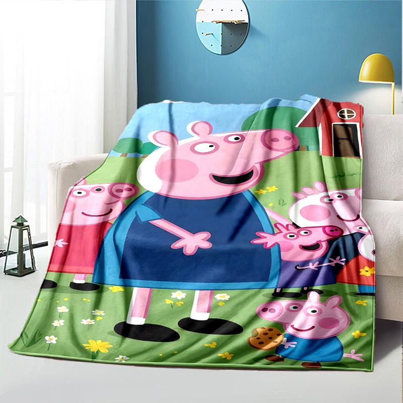 Peppa Pig Pattern Blanket for Home Decoration, Bed, Sofa, Car Travel, Camping, Suitable for All Seasons, Birthday Christmas Gift