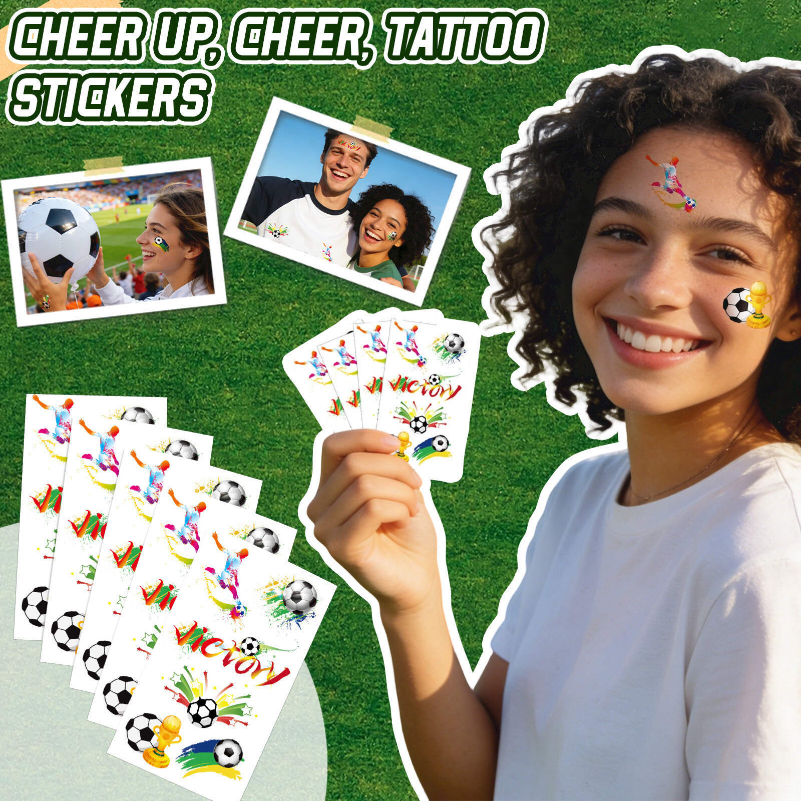 

Temporary Stickers For Competitions, Sports Meets, Fans, Soccer, Cheerleaders, And More. One Size