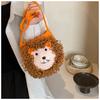 Handmade Crochet Lion Phone Bag, Cute Cartoon Knitted Crossbody Purse for Women, Mini Shoulder Bag for Phone