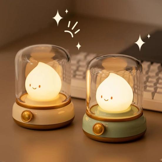 LED Bedside Lamp Flameless Candle Lamp Adjustable Brightness Timer Function Rechargeable Night Light LED Tea Light